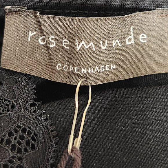 Rosemunde Women's Black Silk V-Neck Tank Top W/Lace Straps Size M - Picture 3 of 8